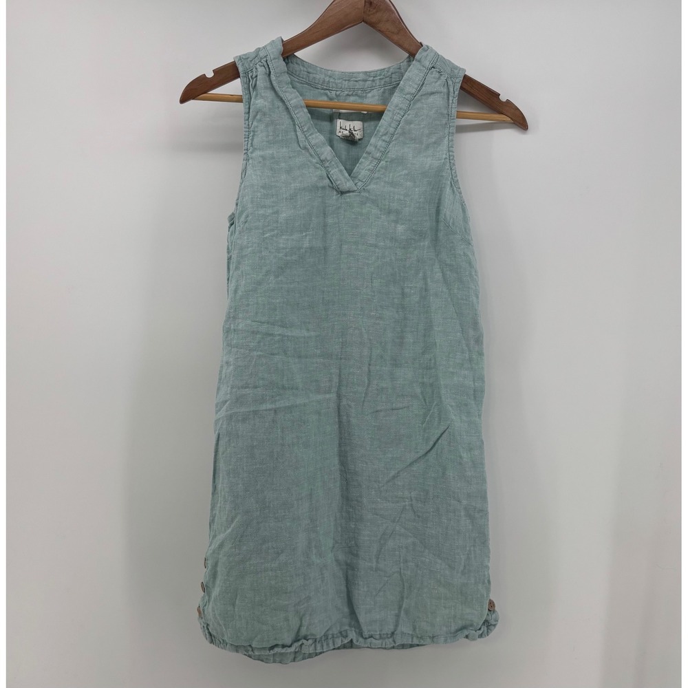 Nicole Miller New York Sleeveless Mini Dress 100% Linen Women's XS Teal